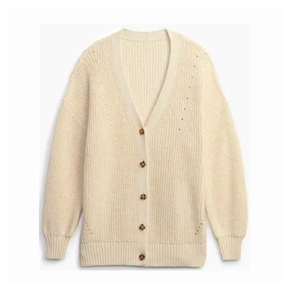 GAP Sweaters Nwot Gap Shaker Stitch Boyfriend Cardigan In Sand